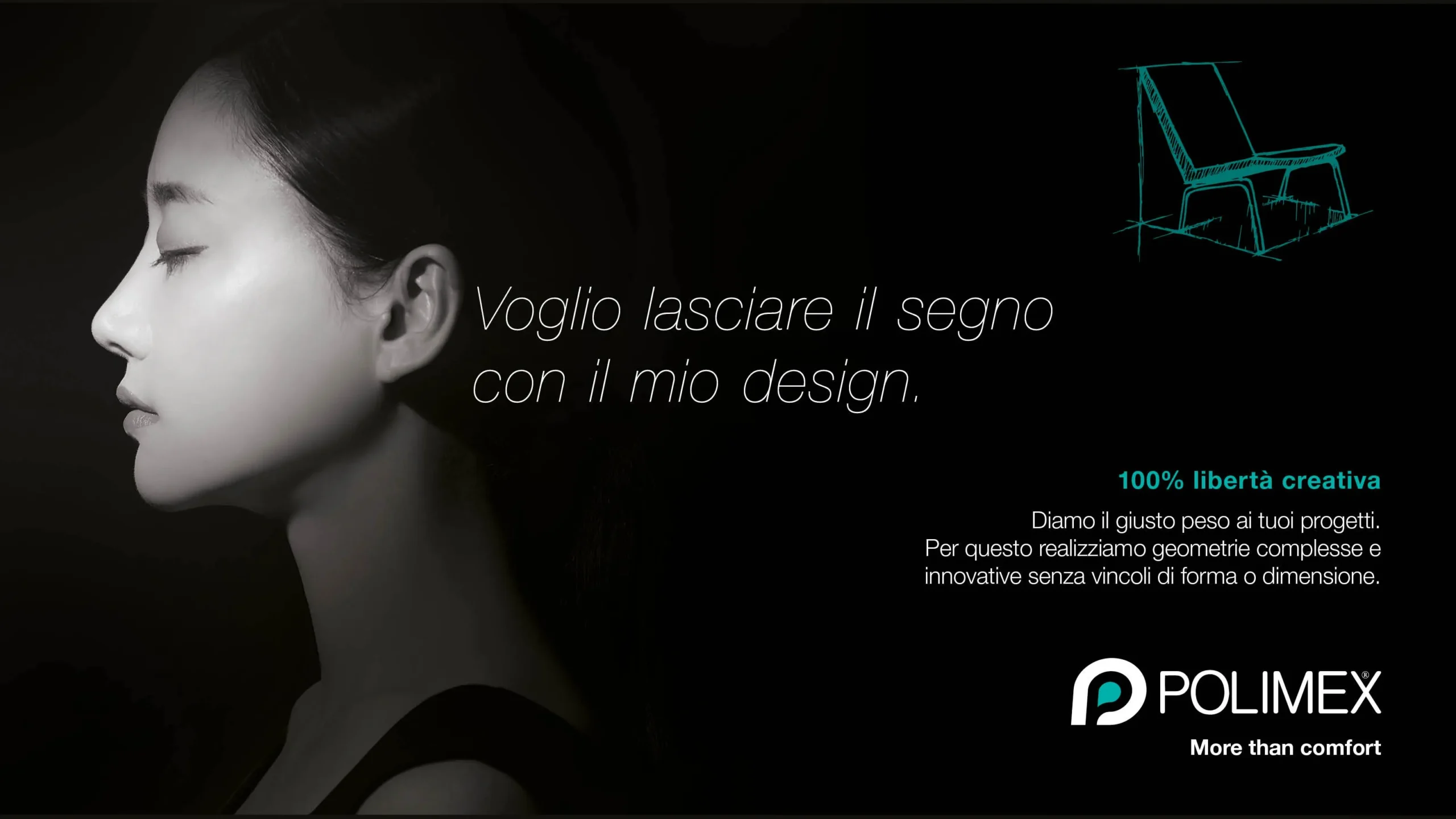 La leggerezza come promessa di marca — Una delle declinazioni visual della campagna, pensata per comunicare ai progettisti come la tecnologia Polimex® renda realizzabili idee e forme complesse.